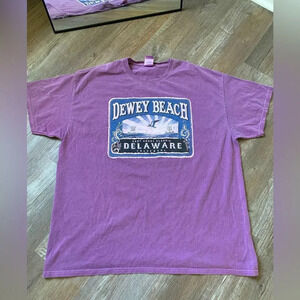 VTG Dewey Beach Delaware Graphic T-shirt Purple Blue White Size XL 1981